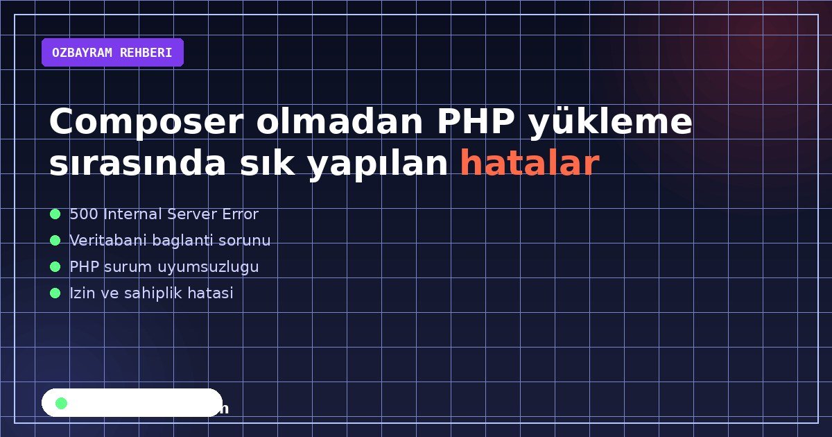Composer olmadan PHP yükleme sırasında sık yapılan hatalar aşamasında dikkat edilmesi gereken noktaları gösteren görsel