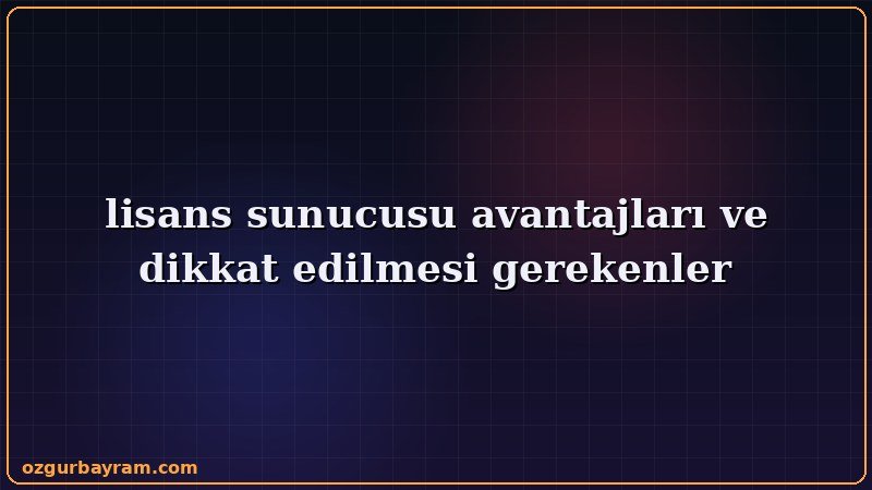 lisans sunucusu avantajları ve dikkat edilmesi gerekenler aşamasında dikkat edilmesi gereken noktaları gösteren görsel