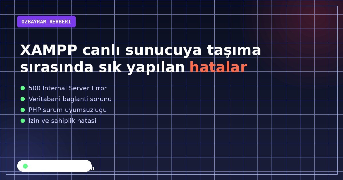 XAMPP canlı sunucuya taşıma sırasında sık yapılan hatalar aşamasında dikkat edilmesi gereken noktaları gösteren görsel