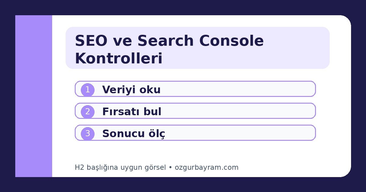 SEO ve Search Console Kontrolleri