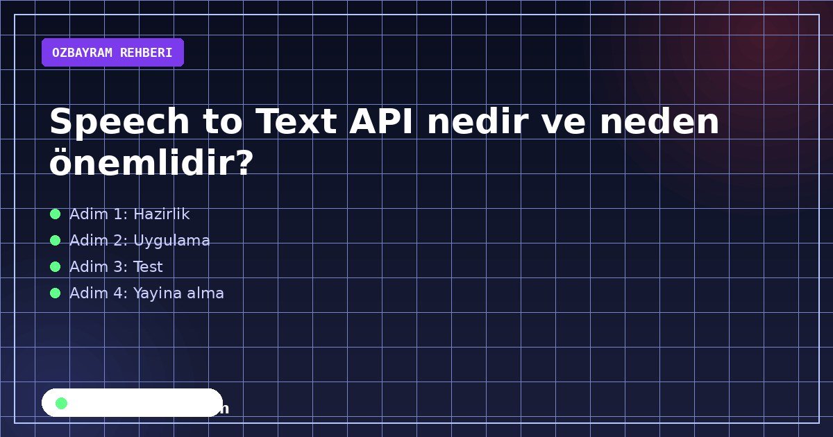 Speech to Text API nedir ve neden önemlidir?