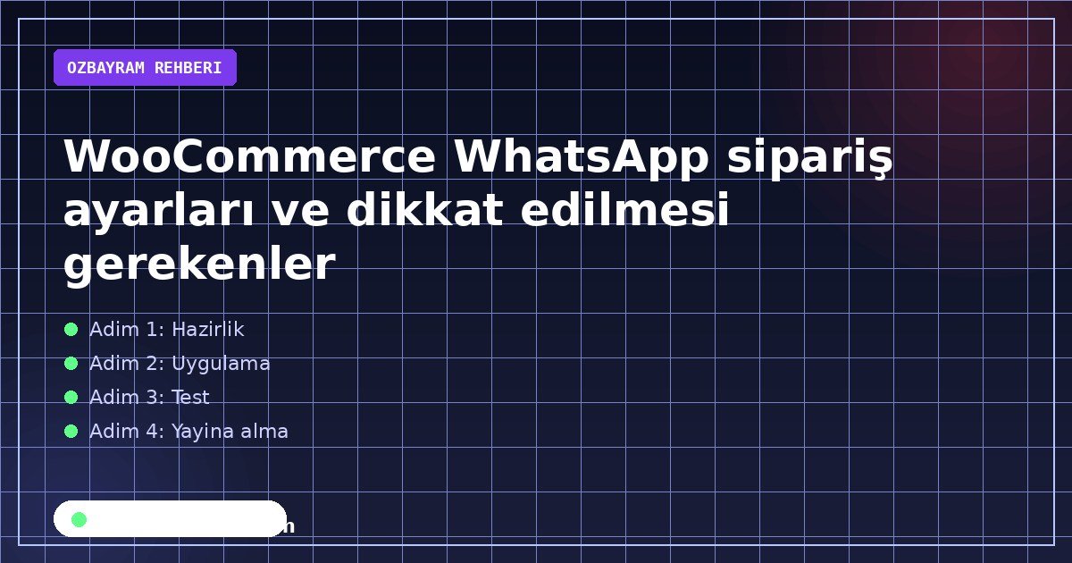 WooCommerce WhatsApp sipariş butonunda numara, mesaj, stok ve güvenli ödeme kontrollerini anlatan görsel
