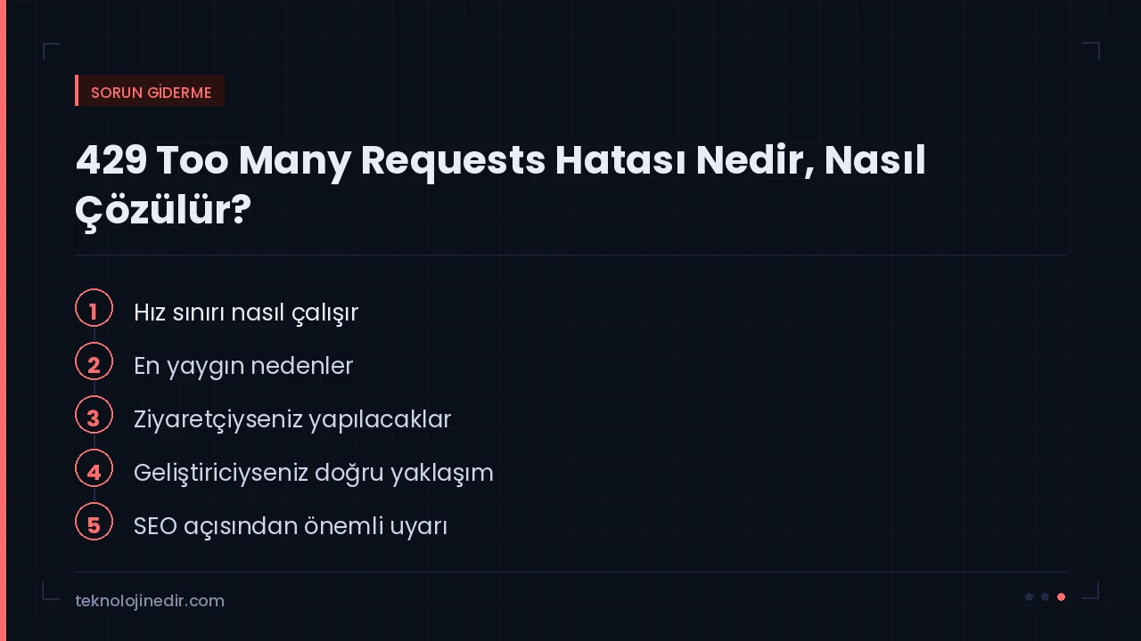 429 Too Many Requests Hatası Nedir, Nasıl Çözülür? — rehberde ele alınan ana başlıklar