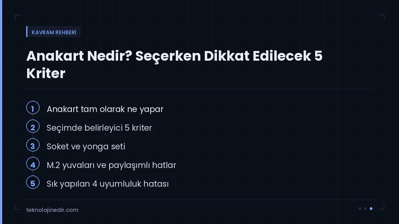 Anakart Nedir? Seçerken Dikkat Edilecek 5 Kriter — rehberde ele alınan ana başlıklar