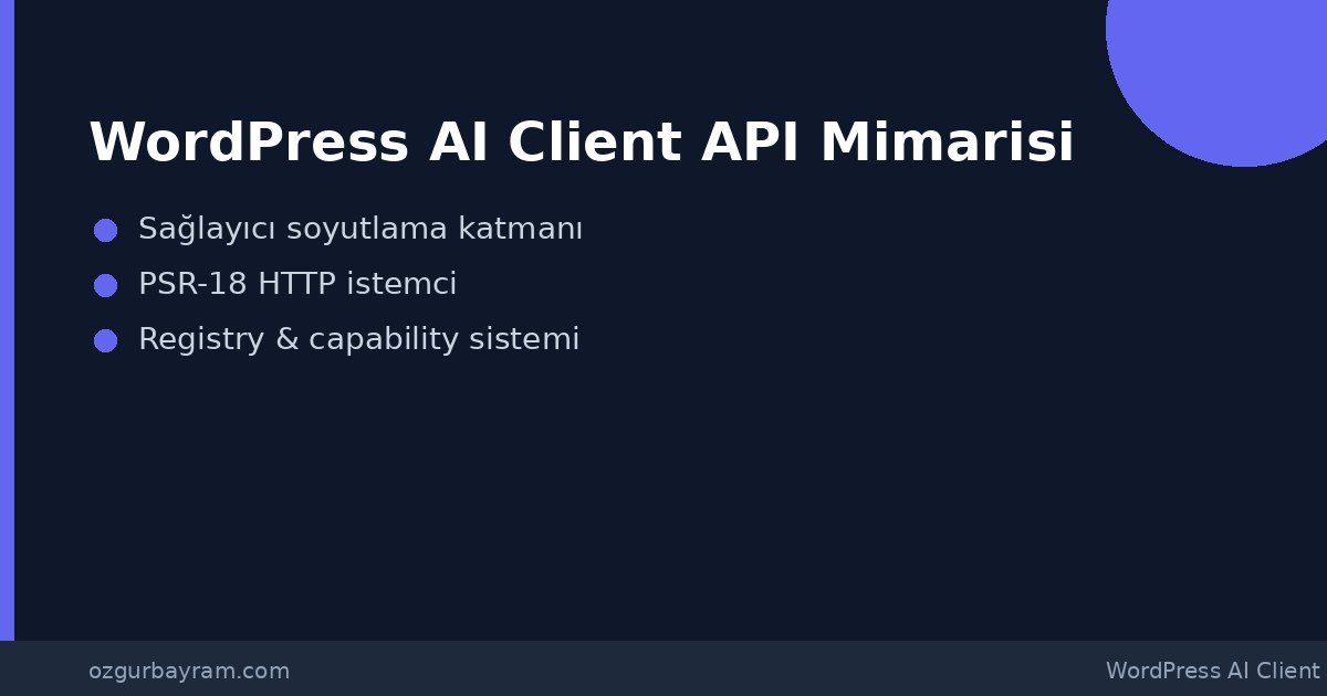WordPress AI Client API mimarisi: registry, sağlayıcı ve soyutlama katmanları
