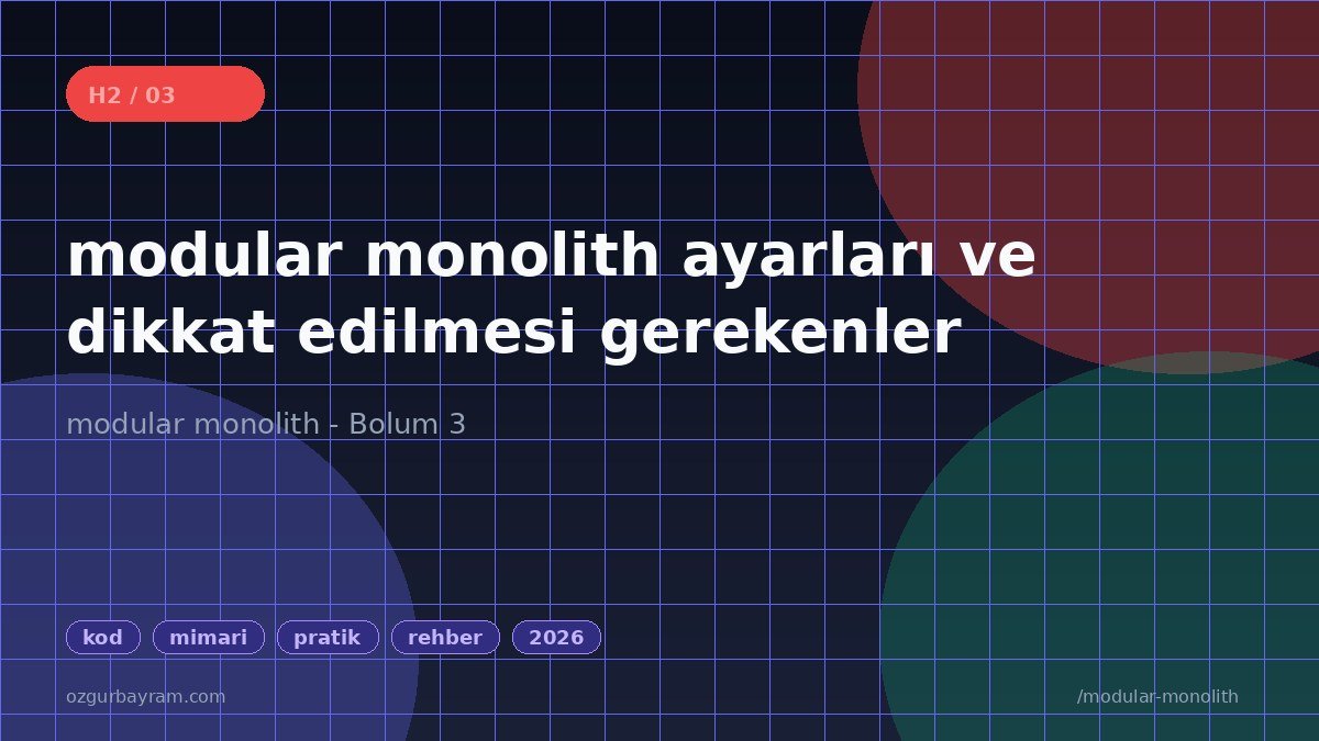 modular monolith ayarları ve dikkat edilmesi gerekenler