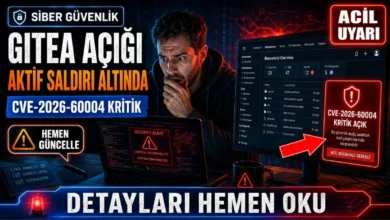 Gitea CVE-2026-60004 kritik güvenlik açığı ve aktif saldırı uyarısını gösteren siber güvenlik görseli