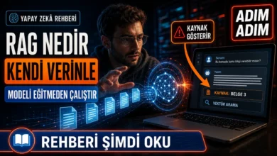 RAG yönteminin yapay zekâyı kendi belgelerinizle nasıl çalıştırdığını anlatan teknik görsel
