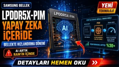 Samsung LPDDR5X-PIM bellek çipinde yapay zekâ hızlandırma teknolojisini anlatan teknoloji görseli