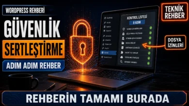 WordPress güvenlik sertleştirme adımlarını gösteren kilit ve kontrol listesi temalı kapak görseli