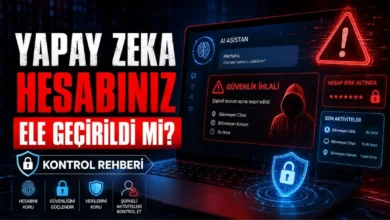 Yapay zeka hesap güvenliği ve aktif oturum kontrolü görseli