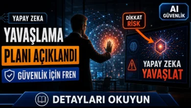 Anthropic yapay zeka yavaşlatma planı açıklamasını simgeleyen holografik yapay zeka ağı görseli