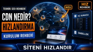 CDN nedir sorusunu görselleştiren, dünya genelindeki uç sunuculara dağıtılan içerik ağı görseli.