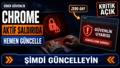 Chrome güvenlik açığı nedeniyle kırmızı uyarı ekranı gösteren dizüstü bilgisayar klavyesi görseli