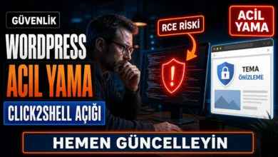 Click2Shell açığı nedeniyle WordPress sitesinde acil güncelleme uyarısı veren bilgisayar ekranı