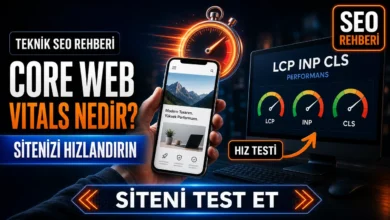 Core Web Vitals nedir sorusunu LCP, INP ve CLS gösterge panosuyla anlatan kapak görseli