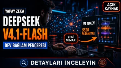 DeepSeek V4.1-Flash modelinin 1 milyon token bağlam penceresini ve yeni mimarisini temsil eden kapak görseli