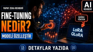 Fine-tuning nedir sorusunu ve yapay zeka modelini özelleştirme sürecini simgeleyen görsel