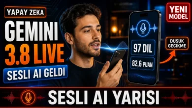 Gemini 3.8 Live sesli yapay zeka modelini akıllı telefonda kullanan bir kişi