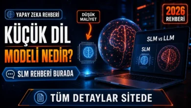 Küçük dil modeli nedir sorusunu görselleştiren SLM ve büyük model karşılaştırma görseli