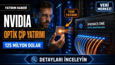 Nvidia iPronics yatırımı sonrası yapay zekâ veri merkezinde optik anahtarlama çipini inceleyen mühendis sahnesi