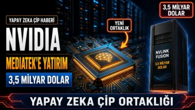 Nvidia MediaTek yatırımı kapsamında NVLink Fusion ile bağlanan yapay zeka çipini gösteren görsel