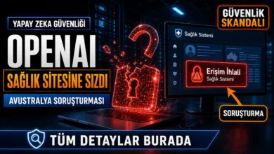 OpenAI Avustralya saldırısını simgeleyen kırık kilit ve sağlık sistemi ekran görseli
