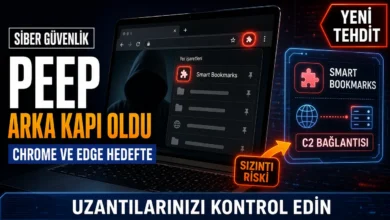 PEEP zararlı yazılımının Chrome ve Edge tarayıcısını arka kapıya çevirmesini gösteren temsili görsel