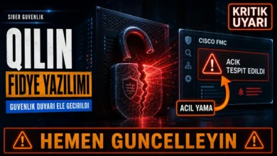 Qilin fidye yazılımının Cisco güvenlik açığı üzerinden sisteme sızmasını simgeleyen siber güvenlik görseli