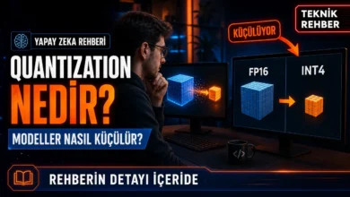 Quantization nedir sorusunu görselleştiren, FP16 modelin INT4 formatına küçültülmesini gösteren ekran