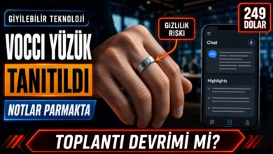 Parmakta takılı Vocci yüzük toplantı sırasında sesli kayıt alıyor