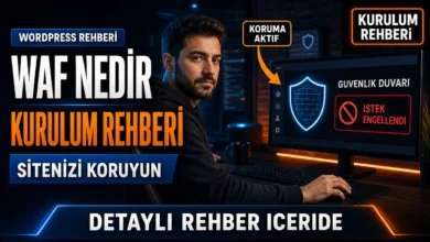 WordPress WAF nedir sorusunu güvenlik duvarı panelinde engellenen istek görseliyle anlatan kurulum rehberi görseli