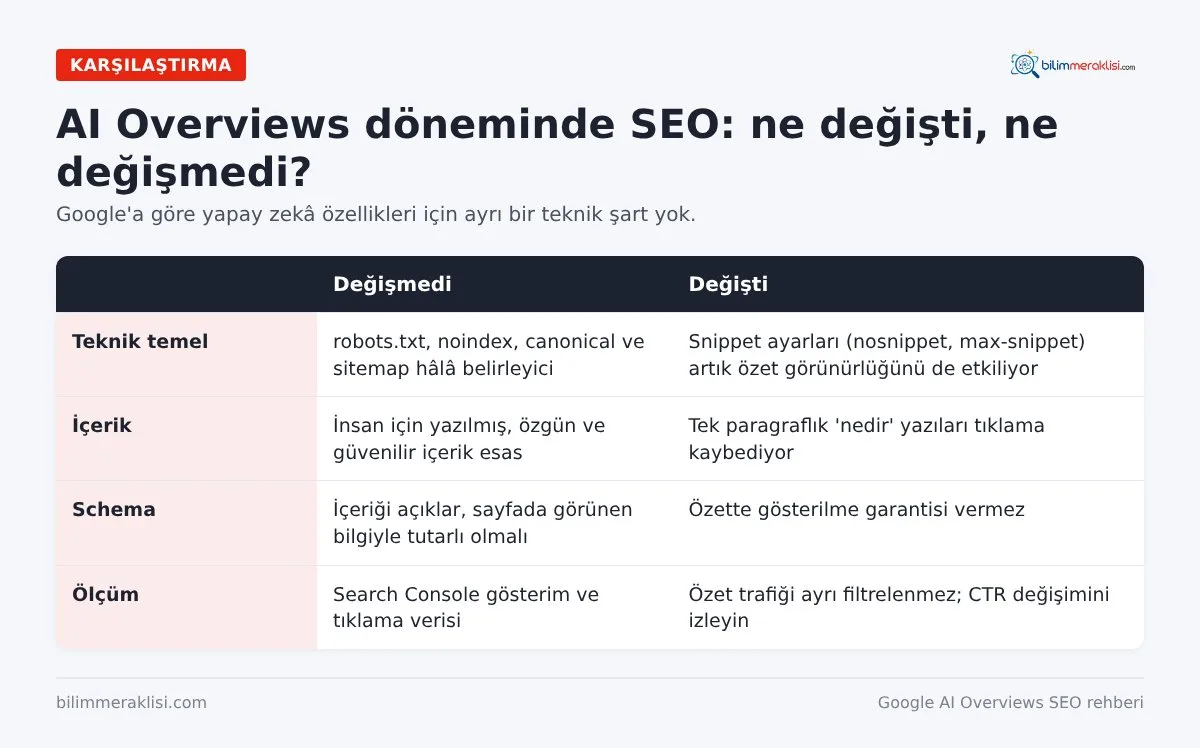 AI Overviews döneminde SEO: ne değişti, ne değişmedi?