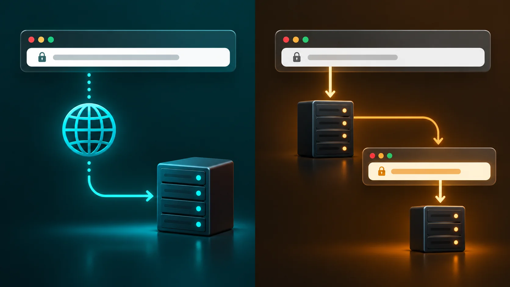 DNS kaydının aynı URL için sunucu bulması ve HTTP yönlendirmesinin tarayıcıyı başka URL’ye taşıması