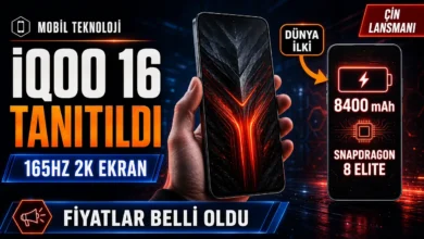 iQOO 16 akıllı telefonu Çin'de tanıtıldı, 165Hz 2K ekran ve Snapdragon 8 Elite ile öne çıkıyor
