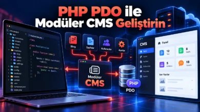 PHP PDO ile modüler CMS geliştirme, çekirdek ve yönetim paneli görseli