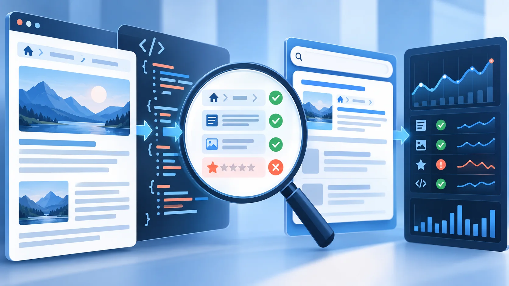 Yapılandırılmış veriyi test etme, hataları düzeltme ve arama görünümünü izleme süreci