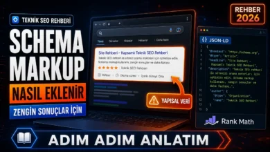 Schema Markup nasıl eklenir sorusunu gösteren WordPress teknik SEO rehberi görseli