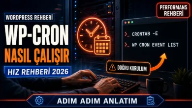 WP-Cron nedir ve gerçek sunucu cron kurulumuna nasıl geçilir gösteren rehber görseli